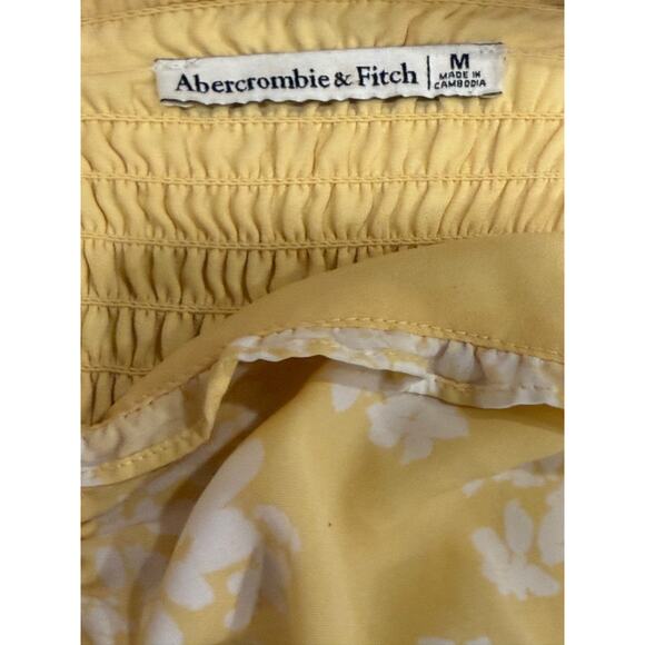 Abercrombie & Fitch Floral Print Mini Dress Yellow Sz Medium Cottagecore - Picture 3 of 4